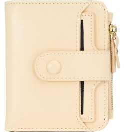 Women's RFID Mini Soft Leather Bifold Wallet With ID Window Card Sleeve Coin Purse Waxed Beige $14.99 Wallets