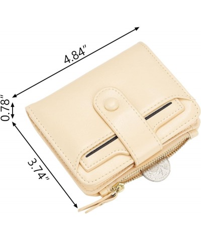 Women's RFID Mini Soft Leather Bifold Wallet With ID Window Card Sleeve Coin Purse Waxed Beige $14.99 Wallets