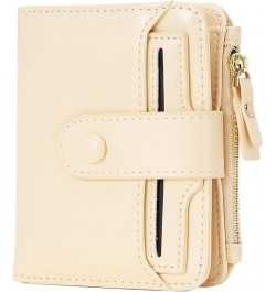 Women's RFID Mini Soft Leather Bifold Wallet With ID Window Card Sleeve Coin Purse Waxed Beige $14.99 Wallets