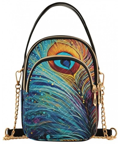 Colorful Peacock Feather Small Crossbody Bags for Women Cell Phone Shoulder Purse Handbags Wallet 21214651 $16.51 Crossbody Bags