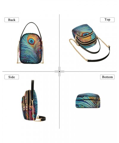 Colorful Peacock Feather Small Crossbody Bags for Women Cell Phone Shoulder Purse Handbags Wallet 21214651 $16.51 Crossbody Bags