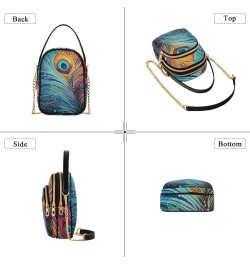 Colorful Peacock Feather Small Crossbody Bags for Women Cell Phone Shoulder Purse Handbags Wallet 21214651 $16.51 Crossbody Bags