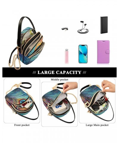 Colorful Peacock Feather Small Crossbody Bags for Women Cell Phone Shoulder Purse Handbags Wallet 21214651 $16.51 Crossbody Bags