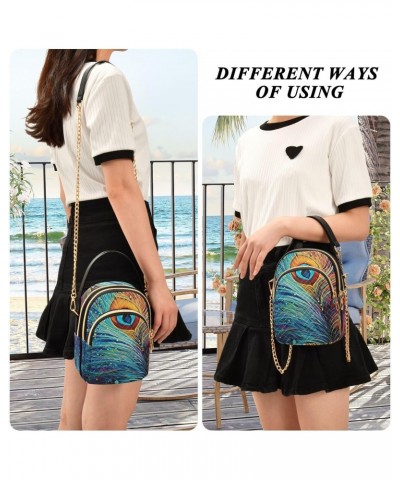 Colorful Peacock Feather Small Crossbody Bags for Women Cell Phone Shoulder Purse Handbags Wallet 21214651 $16.51 Crossbody Bags