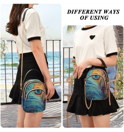 Colorful Peacock Feather Small Crossbody Bags for Women Cell Phone Shoulder Purse Handbags Wallet 21214651 $16.51 Crossbody Bags