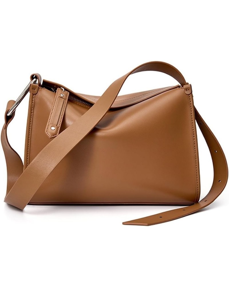 Women Genuine Leather Shoulder Bag Casual Women Handbags Female Fashion Messenger Crossbody Brown $54.41 Shoulder Bags