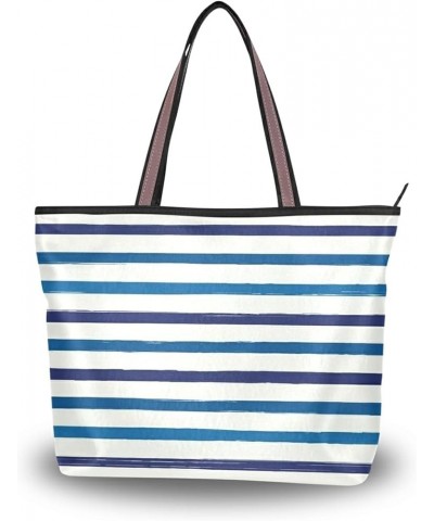 Women's Tote Purse with Pocket Peacock Handbag Polyester Tote Bag Striped 2 $15.10 Totes