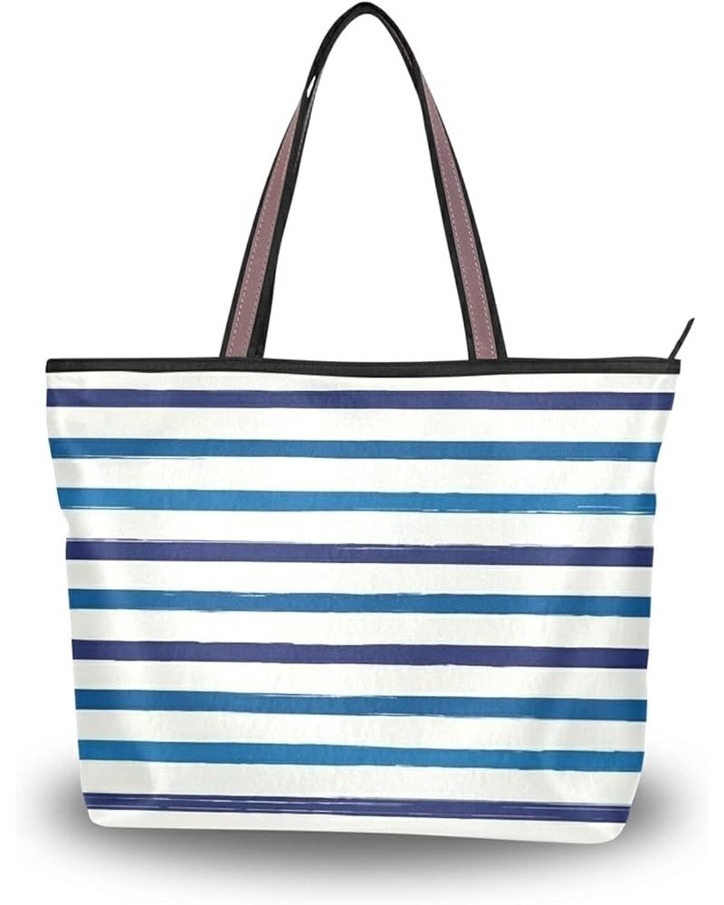 Women's Tote Purse with Pocket Peacock Handbag Polyester Tote Bag Striped 2 $15.10 Totes