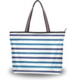 Women's Tote Purse with Pocket Peacock Handbag Polyester Tote Bag Striped 2 $15.10 Totes