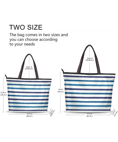 Women's Tote Purse with Pocket Peacock Handbag Polyester Tote Bag Striped 2 $15.10 Totes