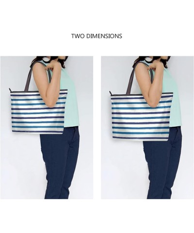 Women's Tote Purse with Pocket Peacock Handbag Polyester Tote Bag Striped 2 $15.10 Totes