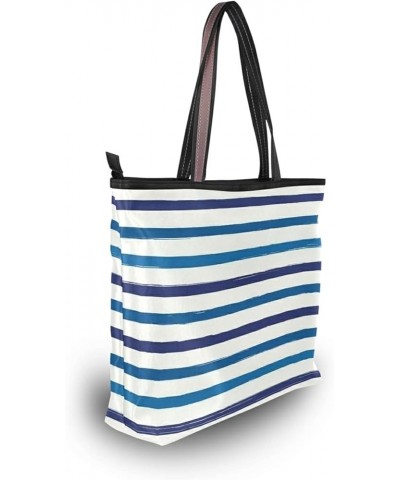 Women's Tote Purse with Pocket Peacock Handbag Polyester Tote Bag Striped 2 $15.10 Totes