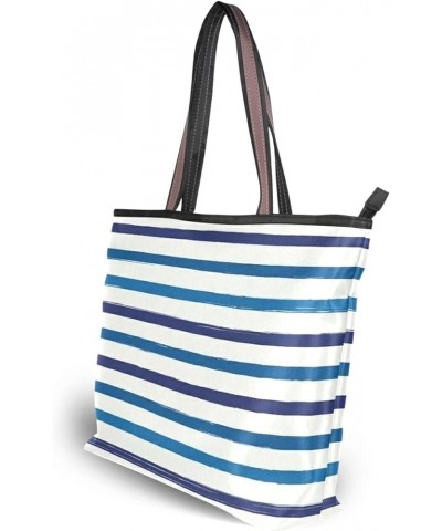 Women's Tote Purse with Pocket Peacock Handbag Polyester Tote Bag Striped 2 $15.10 Totes