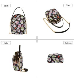 Crossbody Bag for Women Cell Phone Purse Wallet with Removable Chain Shoulder Handbag for Work Travel Day of the Dead Sugar S...