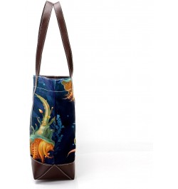 Sea Slugs Canvas Leather Mix Tote Bag 13.3x4.7x12.2 in - Hand-Held Fashionable Carryall $20.16 Totes