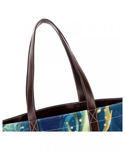 Sea Slugs Canvas Leather Mix Tote Bag 13.3x4.7x12.2 in - Hand-Held Fashionable Carryall $20.16 Totes