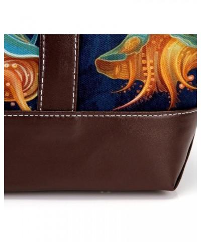 Sea Slugs Canvas Leather Mix Tote Bag 13.3x4.7x12.2 in - Hand-Held Fashionable Carryall $20.16 Totes