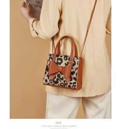 Small Leopard Print Tote Bag with Bowknot Pu Leather Shoulder Crossbody Handbag with Top-Handle Vintage (White) Brown $20.91 ...