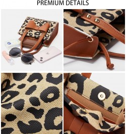 Small Leopard Print Tote Bag with Bowknot Pu Leather Shoulder Crossbody Handbag with Top-Handle Vintage (White) Brown $20.91 ...