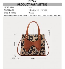 Small Leopard Print Tote Bag with Bowknot Pu Leather Shoulder Crossbody Handbag with Top-Handle Vintage (White) Brown $20.91 ...