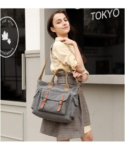 Womens Crossbody Handbags Canvas Shoulder Purse Daily Shopper Satchel Work Bag Travel Purse Top Handle Tote Bag Grey $13.76 C...