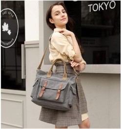 Womens Crossbody Handbags Canvas Shoulder Purse Daily Shopper Satchel Work Bag Travel Purse Top Handle Tote Bag Grey $13.76 C...