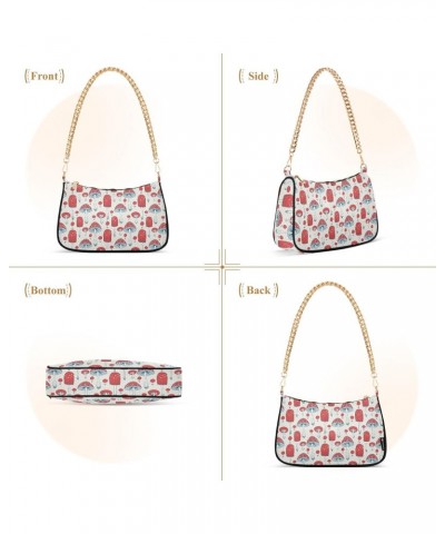 Mushrooms Women Shoulder Bag Clutch Chain Purse Handbags with Zipper Pocket Tote Bag for Phone Summer $13.80 Totes