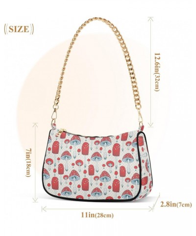 Mushrooms Women Shoulder Bag Clutch Chain Purse Handbags with Zipper Pocket Tote Bag for Phone Summer $13.80 Totes