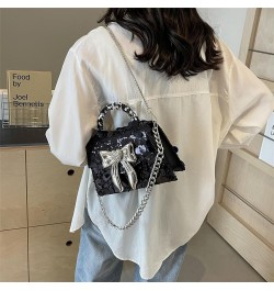 Bow Design Top Handle Clutch Handbags and purses Women Chain Shoulder Crossbody Bags Sequin Black $14.72 Handbags