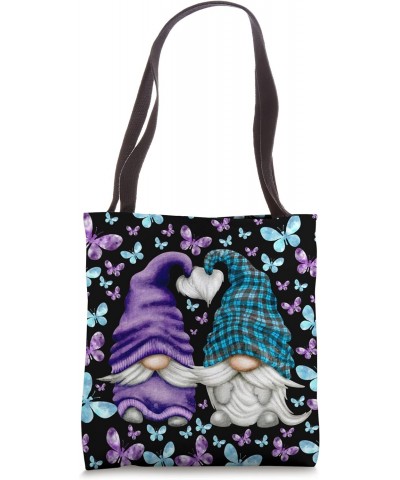 Suicide Prevention Cute Butterfly Pattern With Purple Gnome Tote Bag $10.78 Totes