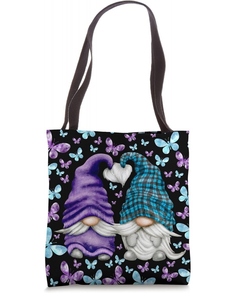 Suicide Prevention Cute Butterfly Pattern With Purple Gnome Tote Bag $10.78 Totes