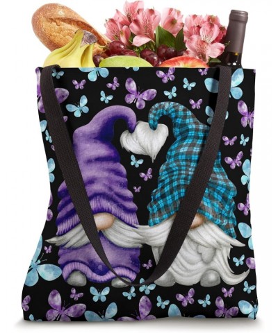 Suicide Prevention Cute Butterfly Pattern With Purple Gnome Tote Bag $10.78 Totes