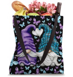 Suicide Prevention Cute Butterfly Pattern With Purple Gnome Tote Bag $10.78 Totes