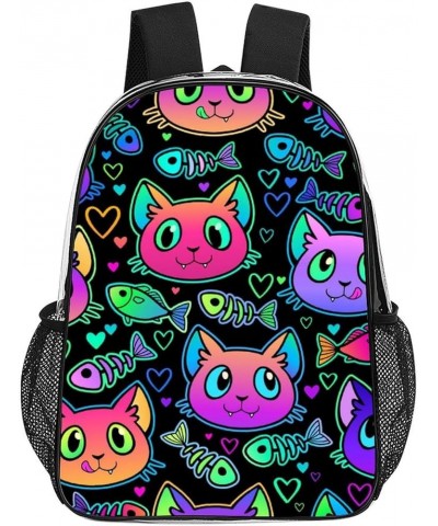 Clear Backpack Compatible with Goth Cute Cat And Fish Heavy Duty Large Transparent Backpack with Reinforced Bottom for Colleg...