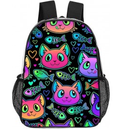 Clear Backpack Compatible with Goth Cute Cat And Fish Heavy Duty Large Transparent Backpack with Reinforced Bottom for Colleg...