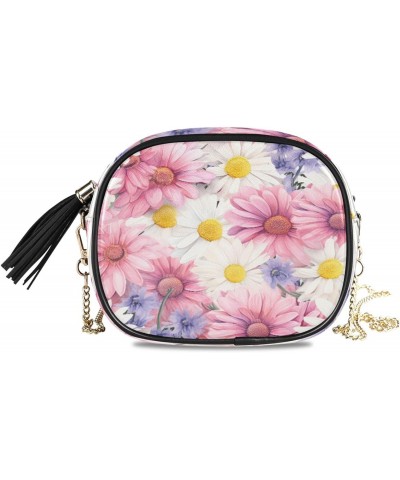 Crossbody Purse Small Crossbody Bags Shoulder Handbags Pink Purple White Daisy for Women $12.50 Shoulder Bags