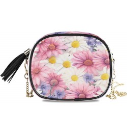 Crossbody Purse Small Crossbody Bags Shoulder Handbags Pink Purple White Daisy for Women $12.50 Shoulder Bags