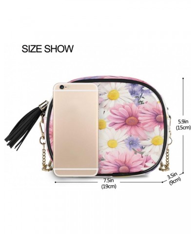 Crossbody Purse Small Crossbody Bags Shoulder Handbags Pink Purple White Daisy for Women $12.50 Shoulder Bags