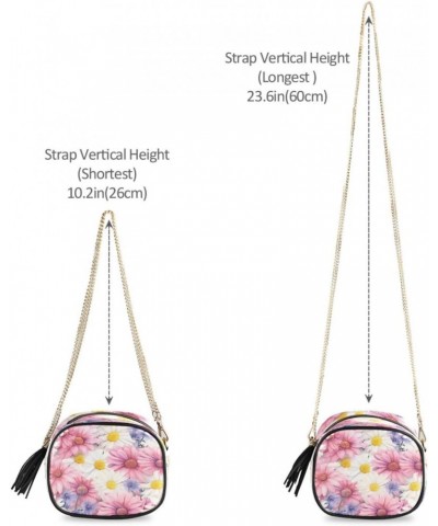 Crossbody Purse Small Crossbody Bags Shoulder Handbags Pink Purple White Daisy for Women $12.50 Shoulder Bags