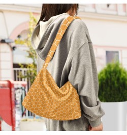 Yellow Hexagon Orange Honeycomb Honey Fluffy Crossbody Bag Furry Tote Bags for Women Fuzzy Purse Handbag Lady Shoulder Bag La...