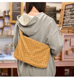 Yellow Hexagon Orange Honeycomb Honey Fluffy Crossbody Bag Furry Tote Bags for Women Fuzzy Purse Handbag Lady Shoulder Bag La...