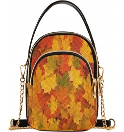 Chain Crossbody Bags for Women Yellow Red and Orange Autumn Leaves Quilted Shoulder Crossbody Handbags Travel Cross Body Cell...