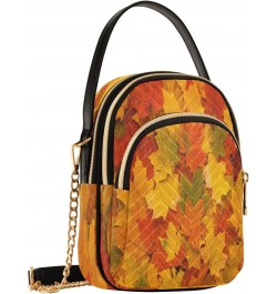 Chain Crossbody Bags for Women Yellow Red and Orange Autumn Leaves Quilted Shoulder Crossbody Handbags Travel Cross Body Cell...