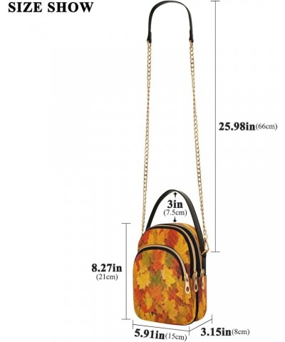 Chain Crossbody Bags for Women Yellow Red and Orange Autumn Leaves Quilted Shoulder Crossbody Handbags Travel Cross Body Cell...