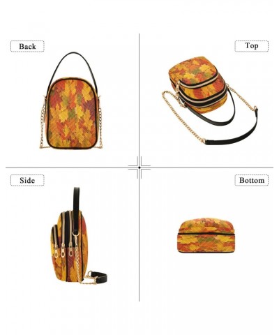 Chain Crossbody Bags for Women Yellow Red and Orange Autumn Leaves Quilted Shoulder Crossbody Handbags Travel Cross Body Cell...