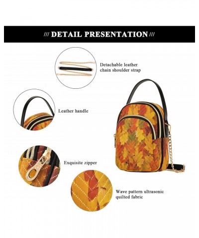 Chain Crossbody Bags for Women Yellow Red and Orange Autumn Leaves Quilted Shoulder Crossbody Handbags Travel Cross Body Cell...