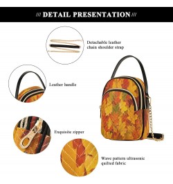 Chain Crossbody Bags for Women Yellow Red and Orange Autumn Leaves Quilted Shoulder Crossbody Handbags Travel Cross Body Cell...