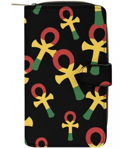 Rasta Ankh Funny RFID Blocking Wallet Slim Clutch Organizer Purse with Credit Card Slots for Men and Women $17.99 Wallets