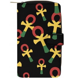 Rasta Ankh Funny RFID Blocking Wallet Slim Clutch Organizer Purse with Credit Card Slots for Men and Women $17.99 Wallets