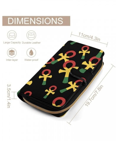 Rasta Ankh Funny RFID Blocking Wallet Slim Clutch Organizer Purse with Credit Card Slots for Men and Women $17.99 Wallets